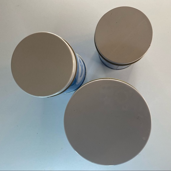 Vintage Country Kitschy Blue White Geese Nesting Tins Storage Canisters - Picture 4 of 6